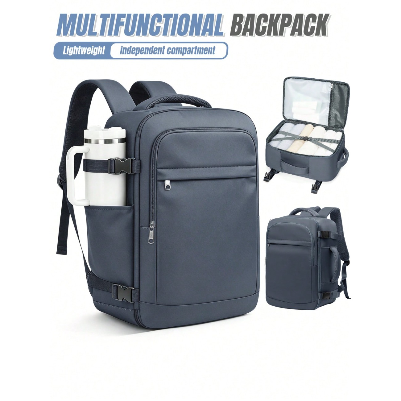 Laptop Backpack 15.6 - 軽量大容量トラベルバックパック、防水ナイロン生地、短期旅行用ビジネスバックパック、14インチ・15.6インチノートパソコン対応、独立した靴収納スペース、ミニマリストビジネス通勤カジュアルバックパック、機内持ち込み可能
