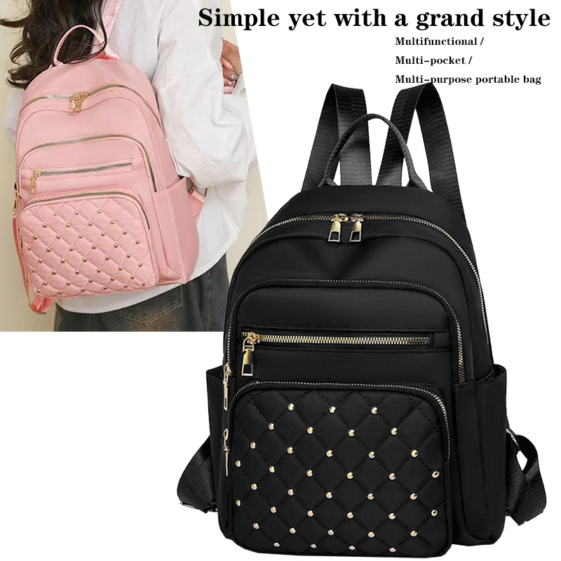 Canvas Backpack Casual - 日常着用に適した柔らかい生地の女性用バックパック、サイドポケットデザイン、カジュアルなストリートスタイルに合うシンプルなマルチカラーリュックサック