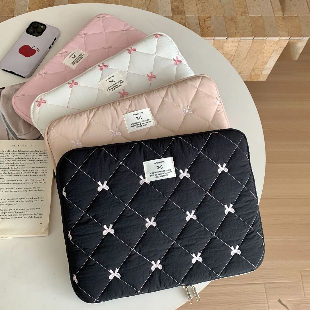 Laptop Backpack 15.6 - 軽量弓ラップトップスリーブソフト素材かわいいデザイン耐衝撃コンピュータバッグマルチサイズボウノットディテールタブレットスリーブケース