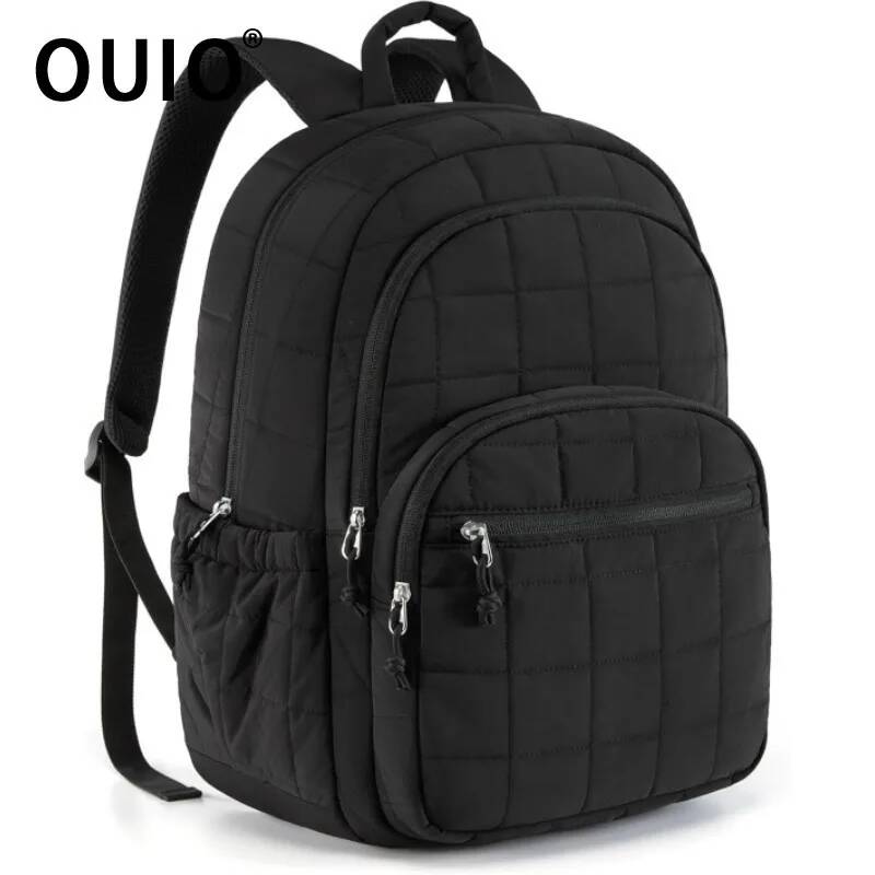 Laptop Backpack 15.6 - OUIO ファッションキルティングパフィーラップトップバックパック、15.6 インチパッド入りスクールトラベルバックパック、女性、男性、卒業生へのギフトに最適
