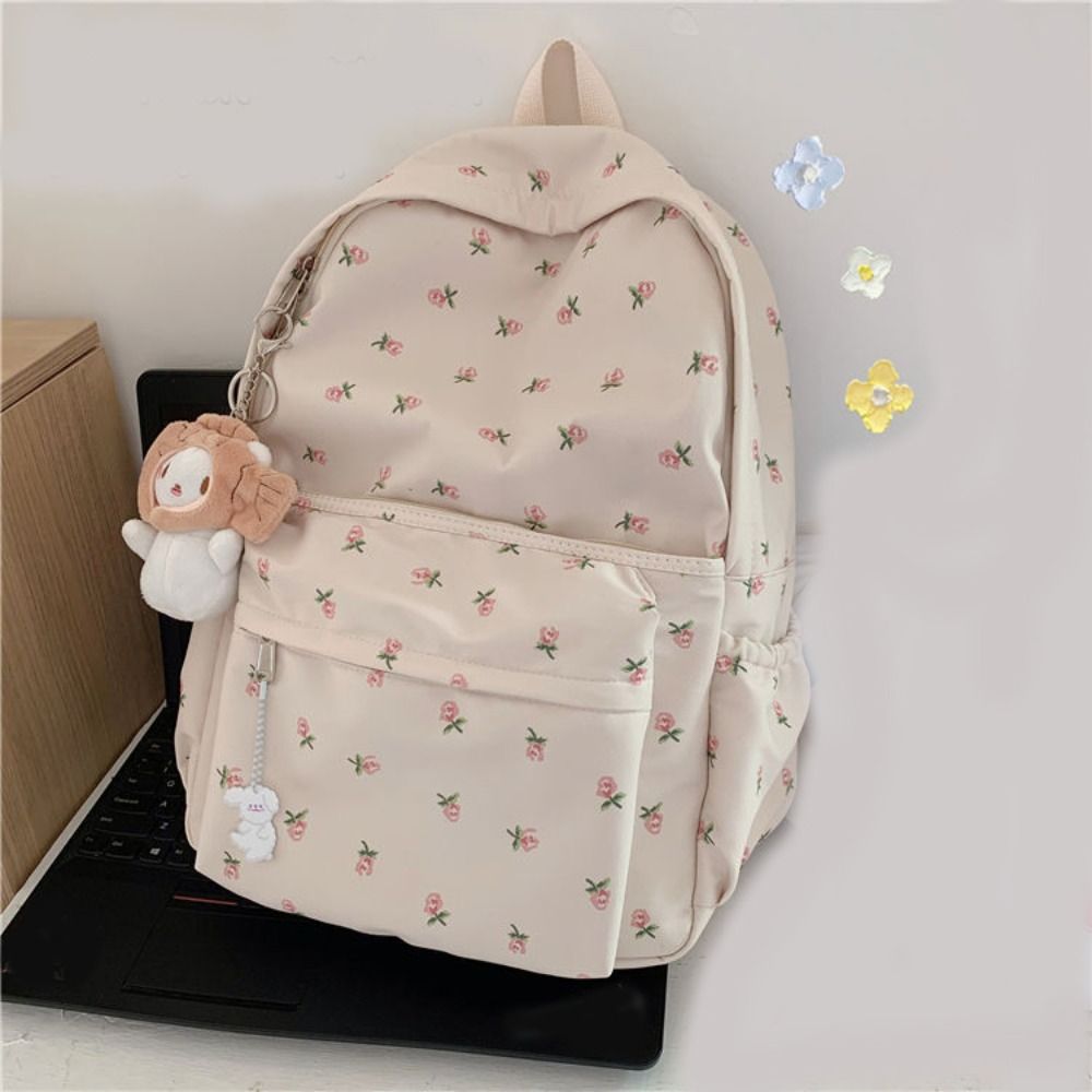 Canvas Backpack Casual - 高品質ガールズトラベルバッグプリントバックパック大容量学生用スクールバッグ