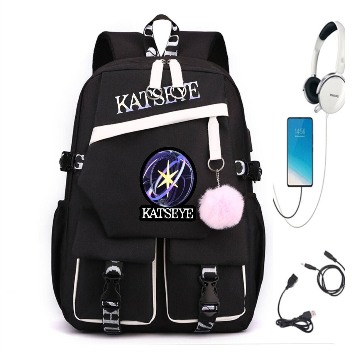 Canvas Backpack Casual - 韓国ガールグループ Katseye プリントバックパック売れ筋学生キャンパスキャンバス軽量バックパック高品質スクールバッグ