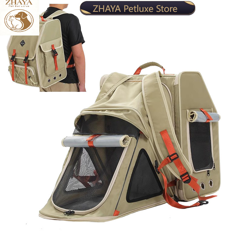 Foldable Backpack Small - ZHAYA ペットキャリアバックパック 大容量 ポータブル 折りたたみ式 ソフトサイド