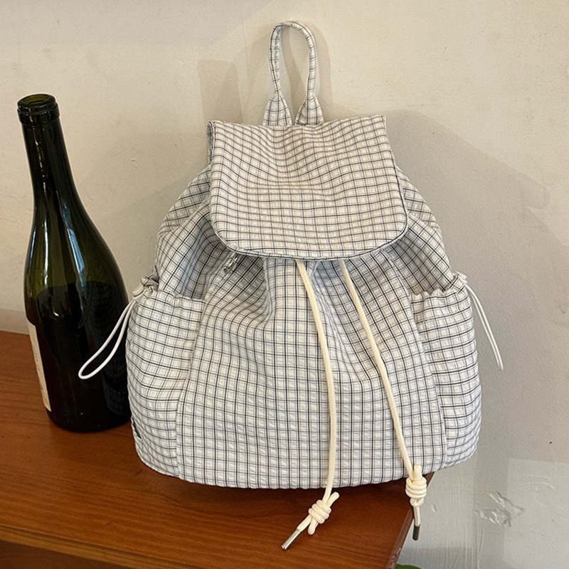 チェック柄のラップトップ軽量バックパック Canva 女性用 - Canvas Backpack Casual のレビューと価格