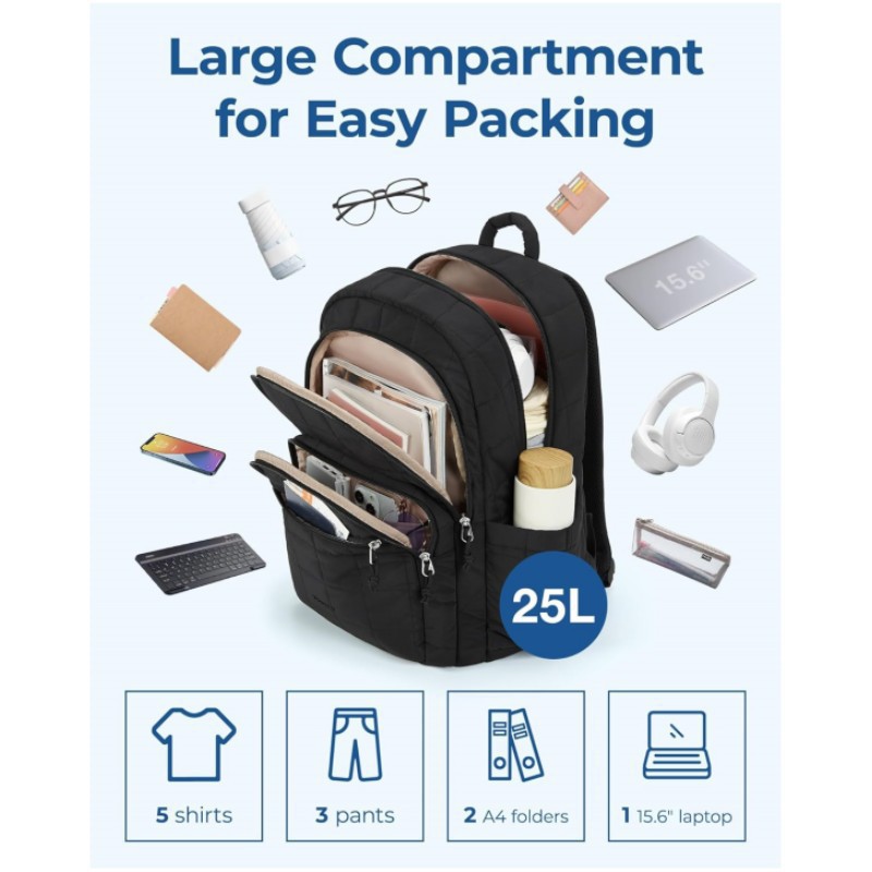 OUIO ファッションキルティングパフィーラップトップバック - Laptop Backpack 15.6 のレビューと価格