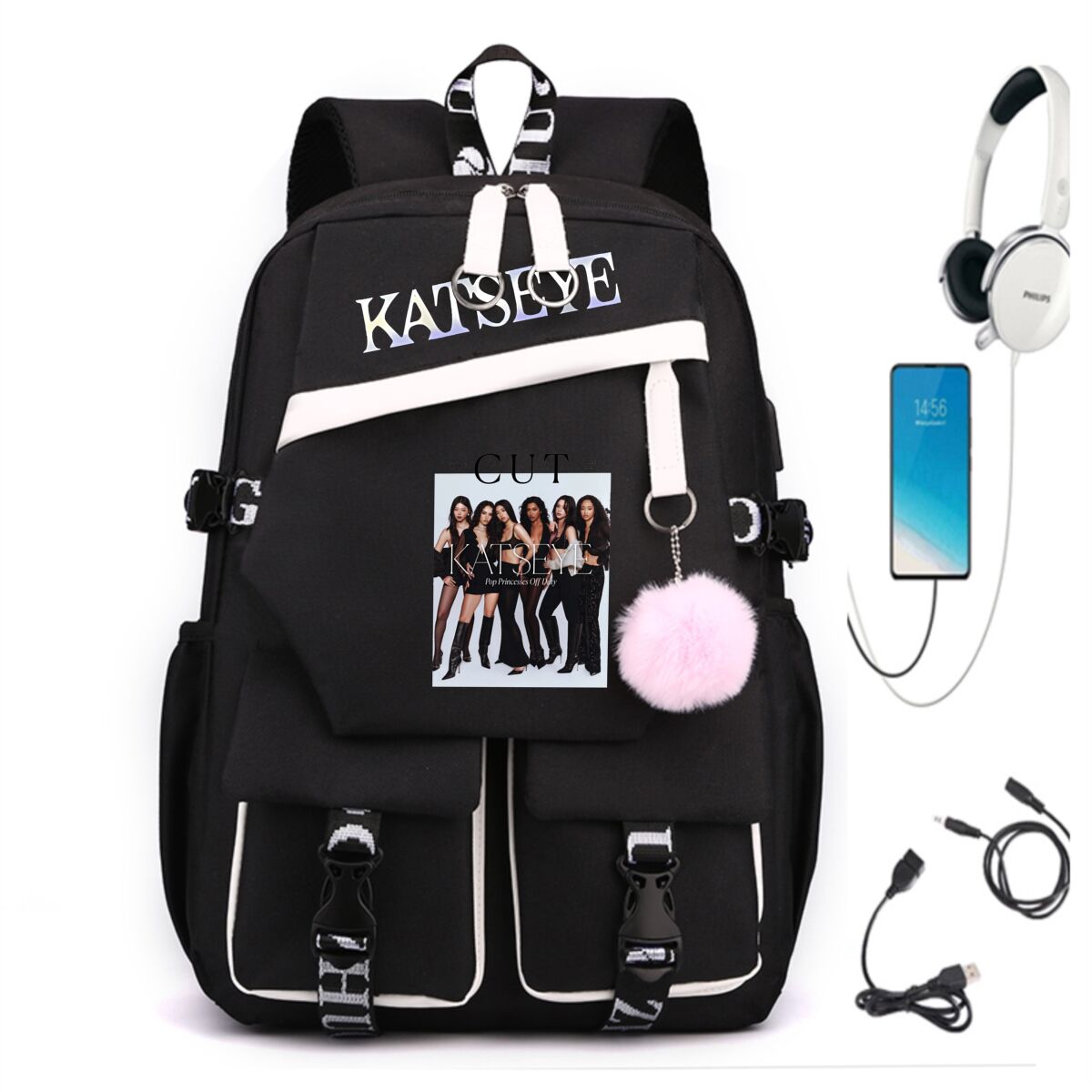 韓国ガールグループ Katseye プリントバックパック売れ - Canvas Backpack Casual のレビューと価格
