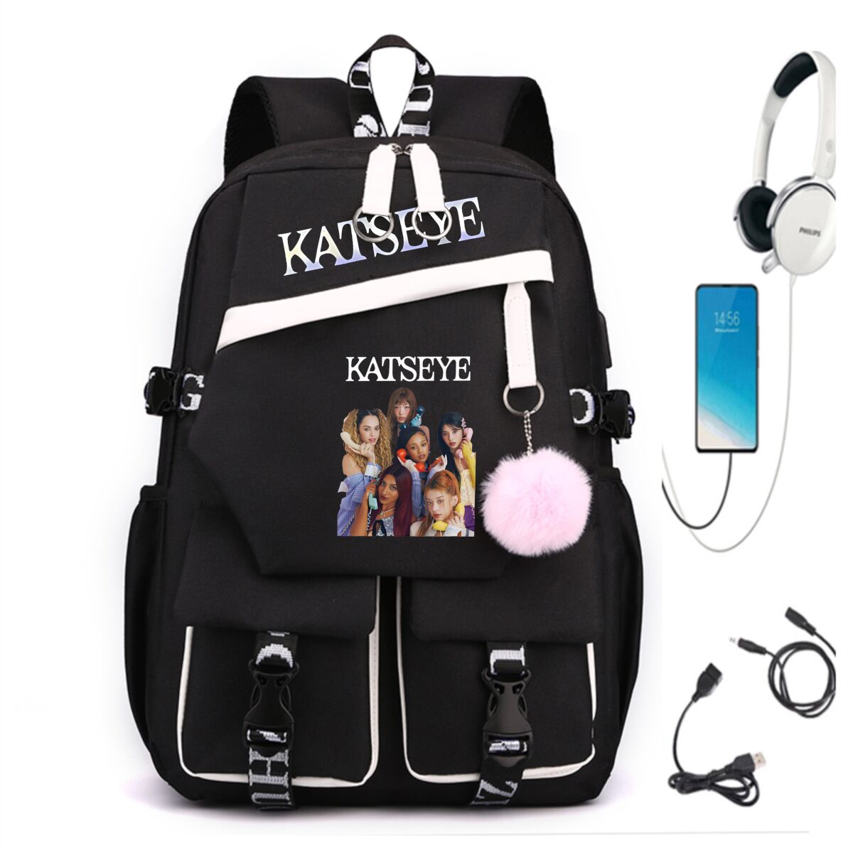 韓国ガールグループ Katseye プリントバックパック売れ - Canvas Backpack Casual のレビューと価格