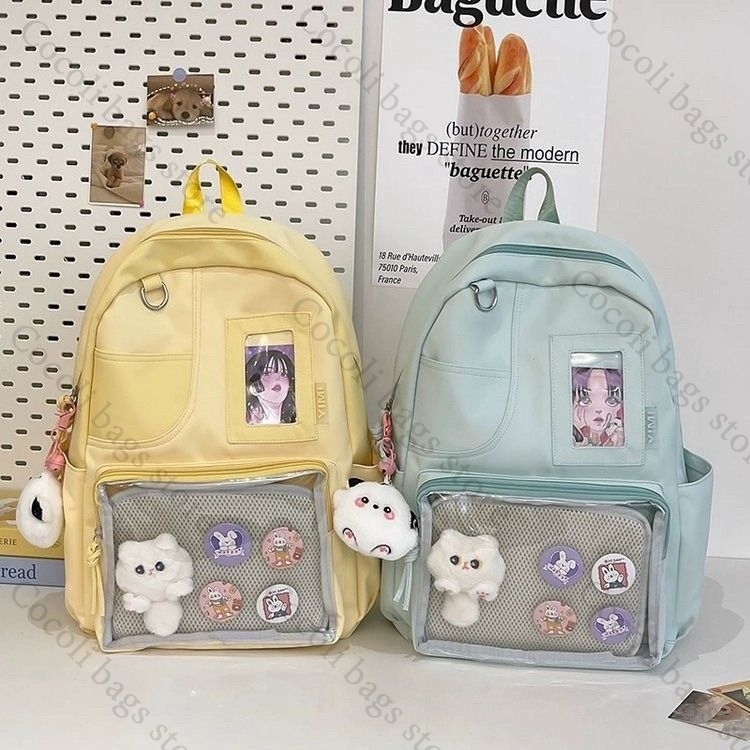 ソリッドカラー キャンディーカラー バックパック イタバッグ - Canvas Backpack Casual のレビューと価格